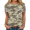 T-shirts Femmes Camouflage Imprimer Chemise à manches courtes pour femmes 2024 Été Casual Plus Taille Tops Col rond Basic Pull Ropa de Mujer