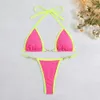 2 Parçalı/Set Kadın Bikini Set Üç Puan Açık Olmayan Geri Olmayan Kadın Mayo Susuklu Yaka Kadın Mayo Dantel Top Yapay İnci Mayo 240110