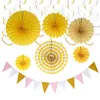 Decorazione per feste 19 pezzi Set 16 4ft Carta di carta oro rosa Pennant Banner 27 5 pollici Foglio di alluminio argento Appeso Turbinii Triangolo