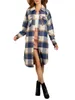 Kvinnors vintage rutig överdimensionerad kappa med lapel långärmad ullträd jacka för casual och chic look 240104