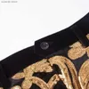 メンズスーツブレイザーズ高品質（ブレザー +ズボン）メンズゴールドベルベットファッションエレガントなカジュアルな結婚式の宴会スパンコールカムズ2ピースセットT240110
