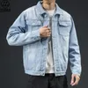 Homens luz azul inverno jean jaquetas outerwear quente denim casacos tamanho grande forro de lã mais grosso size4xl 240109