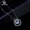 Hängen High Carbon Diamond Necklace S925 Sterling Silver Platinum Plated O Chain For Women Luxury Jewelry Party Holiday Summer