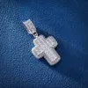 Master Rocks Jewelry Pendentif croix en argent sterling 925 Buss Down VVS Diamant Coupe Princesse Moissanite Croix Pendentif