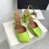 2024 Amina Muaddi Square Begum Satin Toe Pumps 95mm Block Heeled Extole Leather Sandals Women Women Women Sandal With Box