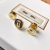 18K Gold M Brand Letters Designer Brincos para mulheres Retro Retro Vintage Círculo redondo de luxo Double Side Wear Earring Chinese Earings Anéis de ouvido Jóias de noivado