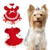 Costumes de chat robe de chien en coton princesse pour animaux de compagnie ourlet à volants décoratif mode nœud papillon Lolita