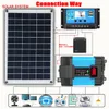 12V till 110V220V Solar Panel System 600WSolar Batteriladdningskontroller 6000W Inverter Kit Komplett kraftproduktion 240110