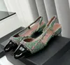 Chan Slingback Sandal Interlocking C Tweed Summer Shoes Formell Chunky Heel Luxury Sandals Women Classic Ballet Flats Sheepskin Grosgrain