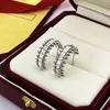 Luxe Titanium staal liefde oorbel voor vrouw prachtige eenvoudige mode C diamanten ring dame oorbellen sieraden cadeau geen box set