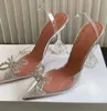 letterg Amina Muaddi sandales haut de gamme chaussures habillées de créateur nœud papillon cristal diamant décoration PVC Transparent