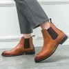 Botas masculinas retrô marrom de cano alto de couro estilo inglaterra casual social