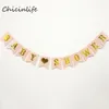 Whole-Chicinlife 1set rosa lago azul Baby Shower Banner Garland niños suministros de fiesta de cumpleaños Baby Shower decoración papel Bann291f