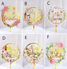 Färgade blommor Grattis på födelsedagen Cake Topper Golden Acrylic Birthday Party Dessert Decoration For Baby Shower Baking Supplies8987351