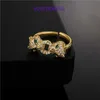 High Quality Carter 18k Gold Holiday Gift Ring Jewelry Small and generous double head leopard ring with adjustable opening design 18K gold With Original Box