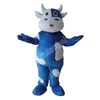 Halloween Bleu Blanc Ox Costume De Mascotte De Haute Qualité Personnaliser Dessin Animé En Peluche Dent Anime thème personnage Taille Adulte Carnaval De Noël Déguisements