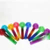 Premium Thick Pyrex Burner Pipe 10cm 4IN Colorful Glass Tube Wax Oil Burner Smoking Hand Water Pipes BJ