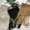 Axelväskor nya handgjorda rep vävda handväskor stickad rotting sommar strandpåse tassel bohe bolsos feminin het fransade kvinnor axel bagscatlin_fashion_bags