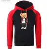 Herrtröjor tröjor randig kappa plysch björntryck hoodies män harajuku casual hoodie mode stor storlek hoody höst varm päls-liner kvinnor pullover t240110