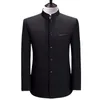 Chiński styl mandarynki stojak na obrożę Business Casual Wedding Slim Fit Blazer Mężczyznę Mężczyznę męską płaszcz 4xl 240110