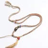 Anhänger Halsketten Tibetischer Stil DIY Handgewebtes Seil Schlüsselbeinkette Lanyard Damen South Red Smile Buddha Kleine Achat Halskette