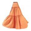 Jupes taille haute longueur de plancher Maxi jupe sur mesure Orange soirée à volants avec fermeture éclair plis longues robes simples pour la plage