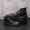 High Tops Shoes Men New Fashion Shoes Korean Version Personality Embroidered Rivets Casual Shoes Men Rhinestone Board Shoes 10A28