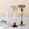 Wine Glasses Creative Hand-painted Glass Exquisite Patterns Fashionable Beautiful Cups Safe Odorless Birthday Party Decoration Goblet