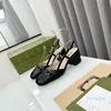Sandal Designer Dress Shoes Princetown Slingback Pumps leather High Heels Double Letter Summer Platform Slides