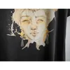 T-shirts pour hommes 22 ans Wear Gallery Ess Washed Grey Statue de Dieu T-shirt imprimé à l'encre blanche Sketch Portrait Tide Brand Short Sleeve