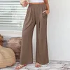 Women's Pants Spring Summer Wide Leg Loose Solid Color Straight Trousers Casual Plus Size With Pockets