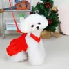 Hundkläder 1 Set Pet Woolen kjol Röd Bekväm båge mjuk förtjockad Keep Warm Acrylic Christmas Festival Year Gift