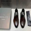 Berluti Business Deri Ayakkabı Oxford Calfskin El Yapımı En Kalite Renk Bir Adım Chelsea Kısa Botlar Scritto Desen İngiliz Bootswq