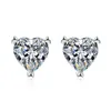 Stud Earrings 1ct Heart Cut Moissanite For Women White Gold Plated S925 Solid Silver Wedding Luxury Quality Jewelry