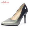 Aphixta, женские туфли с острым носком на тонком каблуке, очень высокий каблук, лакированная кожа с цветами розы, вечерние женские туфли размера плюс 48 240110