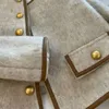 Mexzt vintage recortado blazer feminino coreano curto tweed jaqueta senhora do escritório elegante engrossar acolchoado único breasted outerwear topos 240109