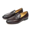 Felix Chu Mens Penny loafers läderskor äkta läder elegant bröllopsfest casual klänningskor bruna svarta skor för män 240109