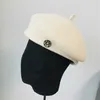 Berets feminino chapéu de lã adulto feminino elegante artista britânico boné inverno quente grosso feltro abóbora bonés