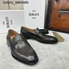 Berluti Business Leather Shoes Oxford Calfskin Handmade Top Awendy Color Posted Step One Lefu with Metal Buckle Gentlemen's CasualWQ