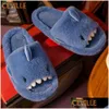 Slippers Winter Shark Women Cute Fur Warm Cotton Shoes Flat House Indoor Home Casual Ladies Drop 220913 Delivery Accessories Dh2Sn