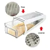 2 Sided Cheese Grater Vegetables Grater With Container ABS Case Carrot Cucumber Slicer Cutter Kitchenware Stainless Blades 240110