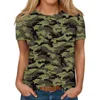 T-shirts Femmes Camouflage Imprimer Chemise à manches courtes pour femmes 2024 Été Casual Plus Taille Tops Col rond Basic Pull Ropa de Mujer