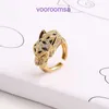 Carter Popular Luxury Designer anneaux à la mode design léger Luxury Feeling Copper incrusté Zircon Leopard Head Ring Trendy et réglable avec boîte d'origine