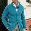 Camisolas masculinas jaqueta outono inverno casual cardigan cor sólida malha manga longa cashmere camisola de malha roupas coreanas