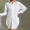 Damesblouses Overhemden Sexy pyjama Ijszijde Huiskleding kan buiten worden gedragen Blouse met knopen en lange mouwen voor dames Zwart Wit