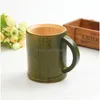 Tea Cups 50Pcs Handmade Natural Bamboo Cup Japanese Style Beer Milk With Handle Green Eco-Friendly Travel Crafts Drop Delivery Home Dhoys