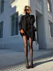 Eenvoudige Pit Streep Draad Gebreide Korte Jurk Vrouwelijke Mode Middellange Effen Kleur Hoge Hals Warme Losse Trui Voor Dames 240109