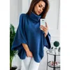 Casual Basic Pullover Cloak for Women High Collar Lose Cape Shawls for Women Solid Batwing Sleeve Winter Shawl Kobieta 240110