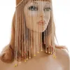 Hårklipp Etnisk Tassel Rhinestone Pendant Masquerade Mask Face smycken för kvinnor Vintage Crystal Sexig Cosplay Cover Eye Chain