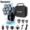 Kensen 5 i 1 Electric Shaver 7D Floating Cutter Head Rechargeble Shaver Kit för män IPX6 Vattentät skäggtrimmarhuvud Rakar 240110